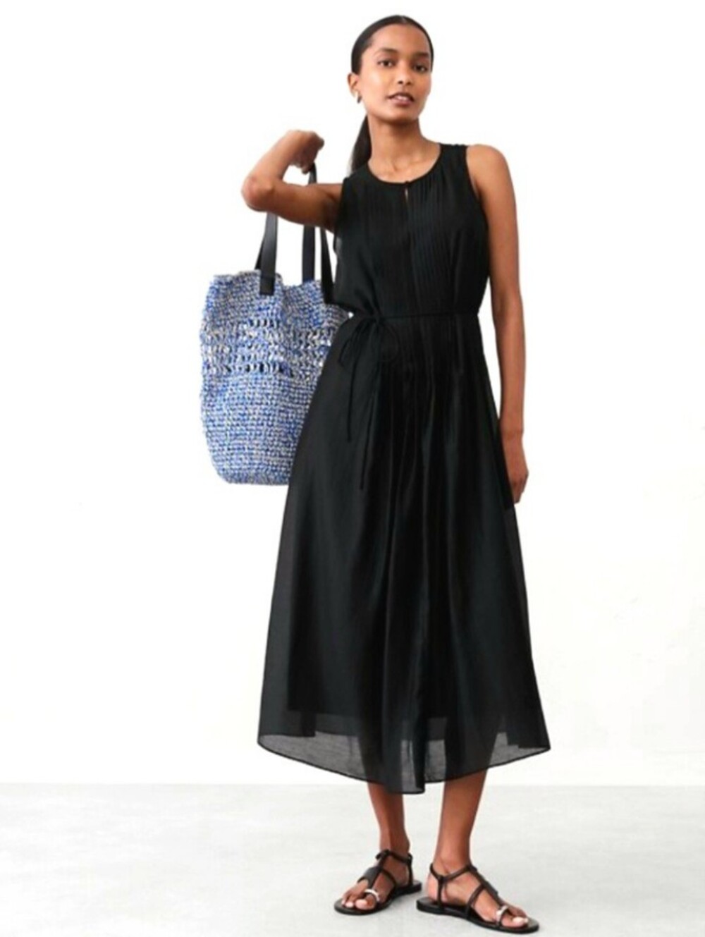 NWT Pintuck Organza Midi Dress Size Small In Black By Banana Republic Factory
